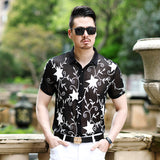 Transparent Shirt for Men Men's Shirt Slim Hollow Embroidered