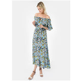 Beth Dutton Bohemian Dress Summer Spring Midi Dresses Printed Dress Lace-up Waist Evening Dress