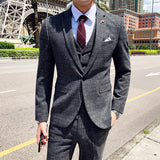 Seersucker Suit Men's Suit Plaid Three-Piece Suit