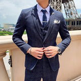 Seersucker Suit Men's Suit Plaid Three-Piece Suit
