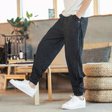 Linen Pants Straight Leg Pants Drawstring Lightweight Elastic Beach Pants Men's Casual Loose Casual plus Size