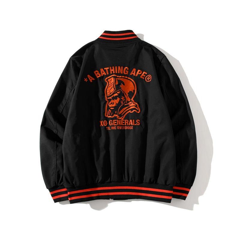 Shark Print Jacket Spring and Autumn Embroidered Red Edge Jacket Baseball Uniform