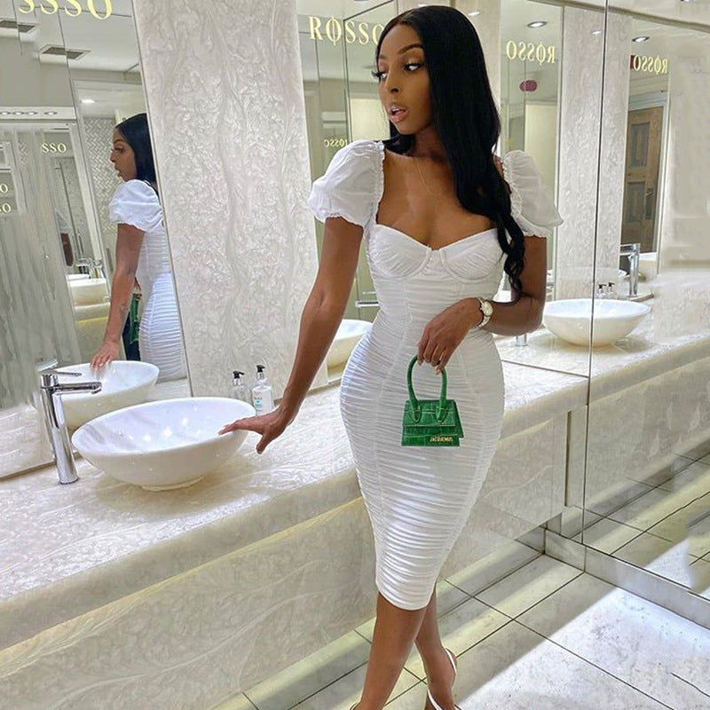 Dakota Johnson Red Mini Dress Solid Color Bubble Backless