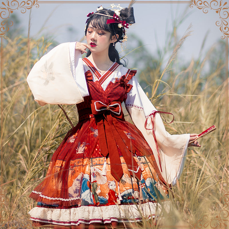 Gothic Lolita Harajuku Style Clothing Olita Chinese Style Lolita Cross Collar Wide Sleeve Small Skirt