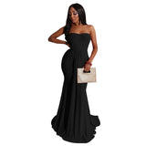 Prom Dresses Sexy Tube Top Dress Evening Dress High Waist Mop Dress for Women