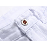 J Shaped Jeans Men's Jeans Ripped White Slim-Fit Straight Trousers
