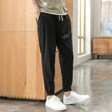 Linen Pants Straight Leg Pants Men's Pants Solid Color Sports Casual Pants