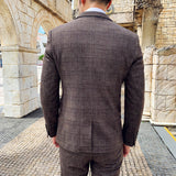 Seersucker Suit Men's Suit Plaid Three-Piece Suit