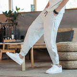 Linen Pants Straight Leg Pants Drawstring Lightweight Elastic Beach Pants Men's Casual Loose Casual plus Size