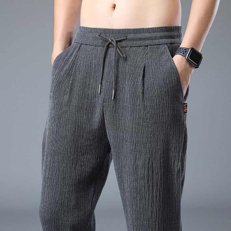 Linen Pants Straight Leg Pants Summer Men's Casual Trousers Loose Straight