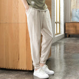 Linen Pants Straight Leg Pants Men's Pants Solid Color Sports Casual Pants