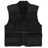 Men Utility Vest Work Zipper Tactical Work Vest Slim Pocket Jacket Men's Multi-Pocket Casual Vest