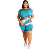 Women Plus Size Co-Ords Fashion Casual Tie-Dye Shorts Suit