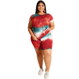 Women Plus Size Co-Ords Fashion Casual Tie-Dye Shorts Suit