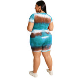 Women Plus Size Co-Ords Fashion Casual Tie-Dye Shorts Suit