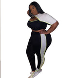 Women Plus Size Co-Ords Color Blocking Hollow Sexy Tight Fashion Casual Set