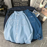 Denim Shirts Spring Denim Shirt Men's Long Sleeve Shirt Student Couple Coat