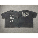 Present T Shirt Distressed Letters Printed Loose Couple round Neck