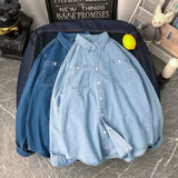 Denim Shirts Spring Denim Shirt Men's Long Sleeve Shirt Student Couple Coat