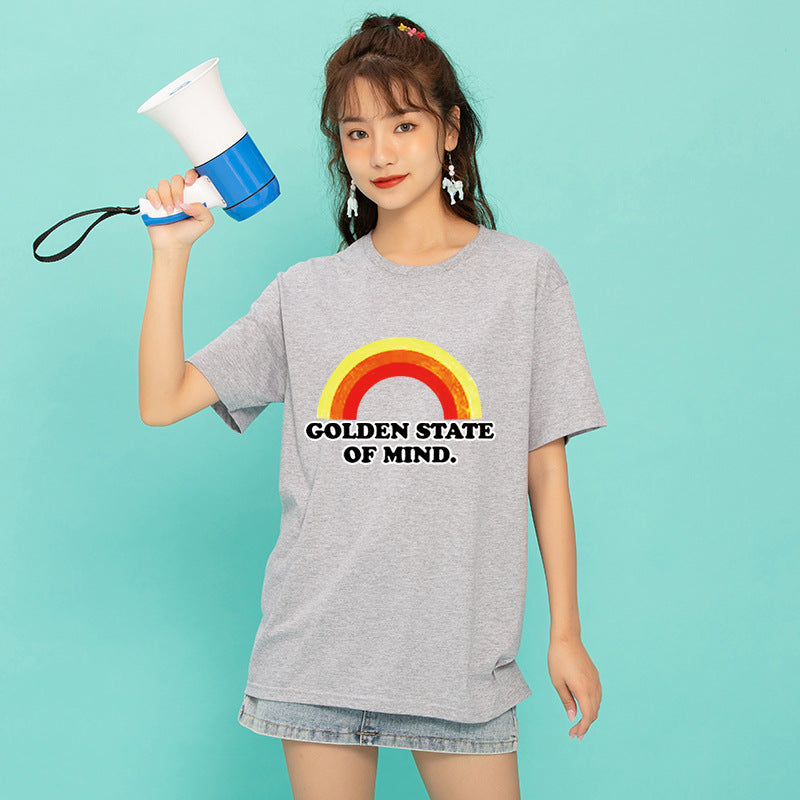 Beth Dutton Outfits Golden State of Mind Rainbow Printing Pattern Cotton Short Sleeve T-shirt