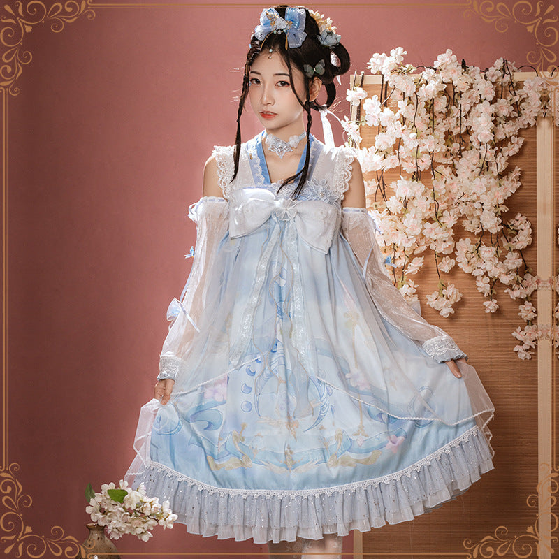 Gothic Lolita Harajuku Style Clothing Sakura Aciclovir Gel Chinese Style Lolita Dress Cloud Dream Fantasy JSK Lolita