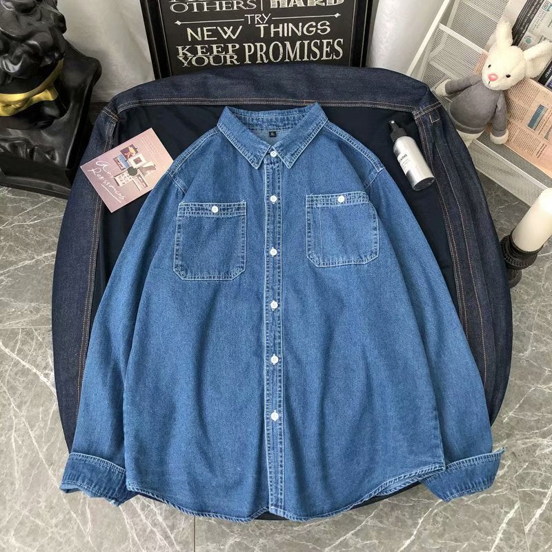 Denim Shirts Spring Denim Shirt Men's Long Sleeve Shirt Student Couple Coat