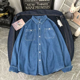 Denim Shirts Spring Denim Shirt Men's Long Sleeve Shirt Student Couple Coat