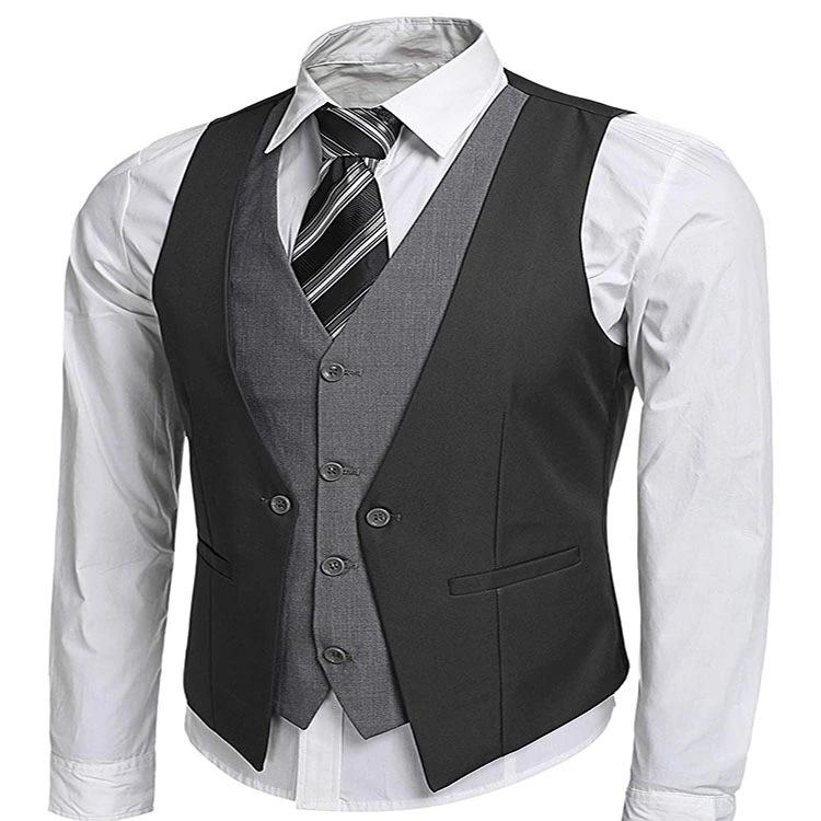 Men's Dress Vests Men's Vest Casual Jacket Business Waistcoat Autumn and Winter Temperament Lapel Men