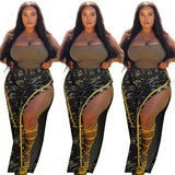 Women Plus Size Pants Camouflage Sexy Wide Leg Pants