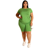 Women Plus Size Co-Ords Solid Color Fashion Casual Two-Piece Suit