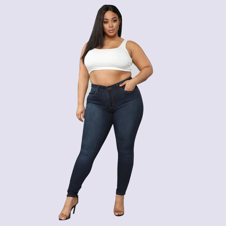 Women Plus Size Jeans Fashion High Elastic Denim Skinny Pants Women