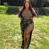 Women Plus Size Pants Camouflage Sexy Wide Leg Pants