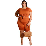 Women Plus Size Co-Ords Solid Color Fashion Casual Two-Piece Suit