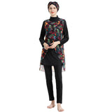 Burkini Muslim Swimwear Conservative Printed Sunscreen Detachable Four-Piece Swimsuit