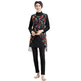 Burkini Muslim Swimwear Conservative Printed Sunscreen Detachable Four-Piece Swimsuit