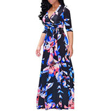 Black and White Dress V-neck Printed Large Swing Dress Long Skirt