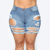 Women Plus Size Jeans Slim Ripped Denim Shorts for Women