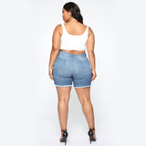 Women Plus Size Jeans Slim Ripped Denim Shorts for Women