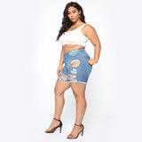 Women Plus Size Jeans Slim Ripped Denim Shorts for Women