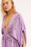 Women Dresses Bohemian Embroidered Floral V-neck Light Elegant Sexy Dress