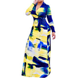 Black and White Dress V-neck Printed Large Swing Dress Long Skirt
