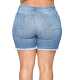 Women Plus Size Jeans Slim Ripped Denim Shorts for Women