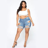Women Plus Size Jeans Slim Ripped Denim Shorts for Women