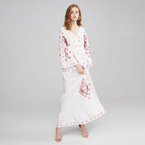 Womne Dresses Flower Embroidered V-neck Dress