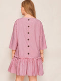 Women plus Size Dresses Summer Loose Patchwork Stripes Dress