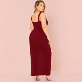 Women Plus Size Dresses Split Sexy Slim Fit Hip Spaghetti Straps Dress