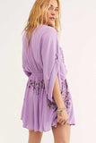 Women Dresses Bohemian Embroidered Floral V-neck Light Elegant Sexy Dress