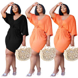 Women plus Size Co-Ords Solid Color Pleated Loose Casual Two-Piece Suit