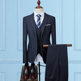 Seersucker Suit Men's Three-Piece Dress Suit