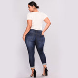 Women Plus Size Jeans Fashion Ripped  Denim Skinny Pants